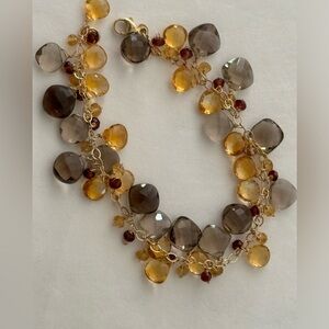 Smokey Quartz, Citrine, Garnet Multi Gem Bracelet